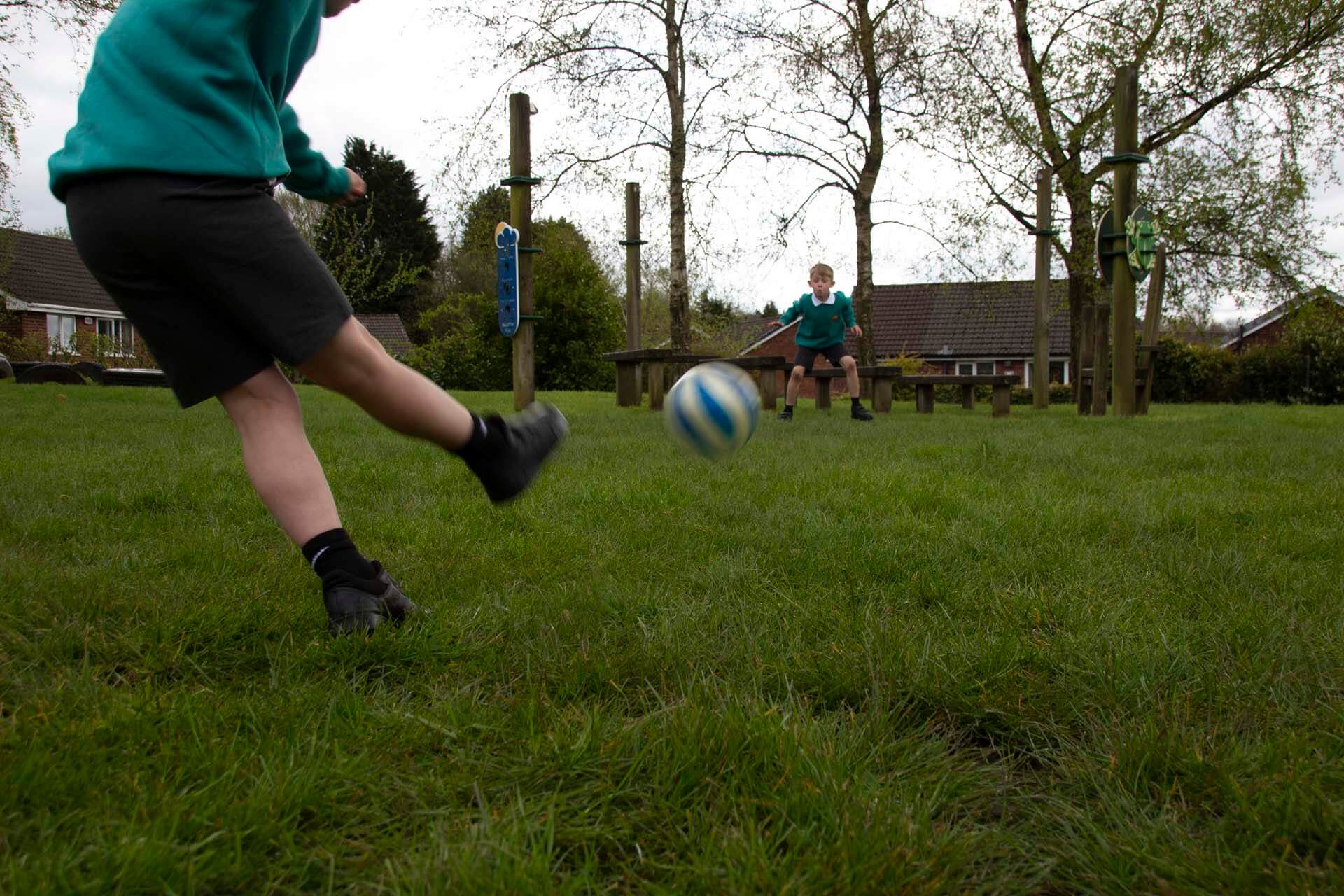 playing football
